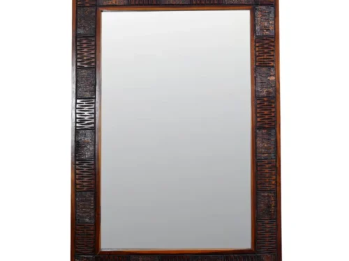 Square Dark Finish Mirror in Imported Teak