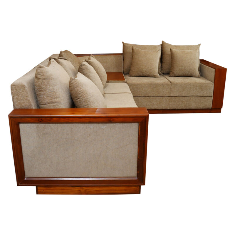 Corner Sofa With Cushion In Teak Wood