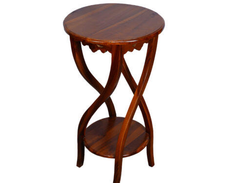 Round Medium Size Telephone Stand in Imported Teak