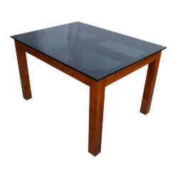 Dining Table 6 Seater with Glass Top in Teak Wood