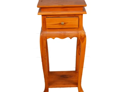 Telephone Stand Bend Heavy Leg 1 Drawer in Imported Teak