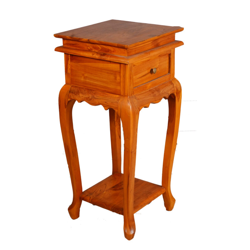 Telephone Stand Bend Heavy Leg 1 Drawer in Imported Teak