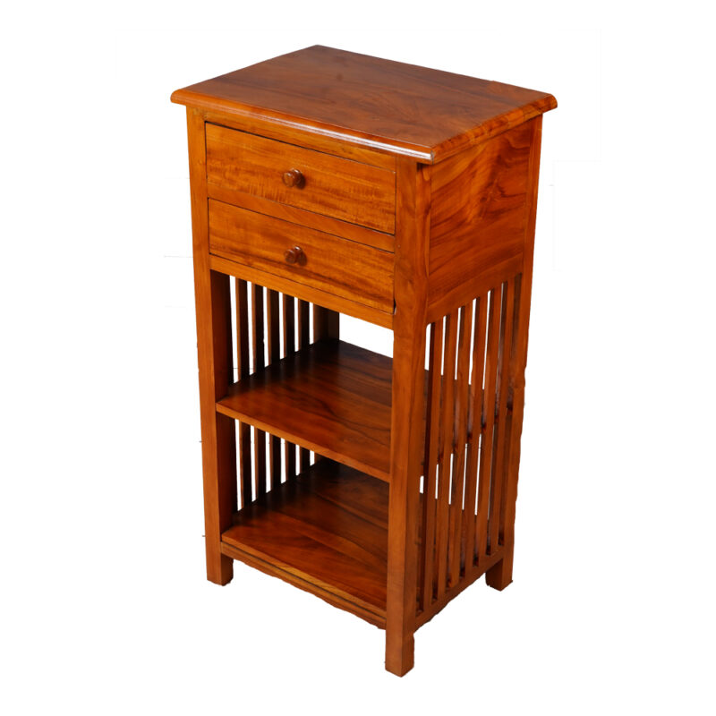 Telephone Stand with 2 Drawers Reaper Work in Imported Teak