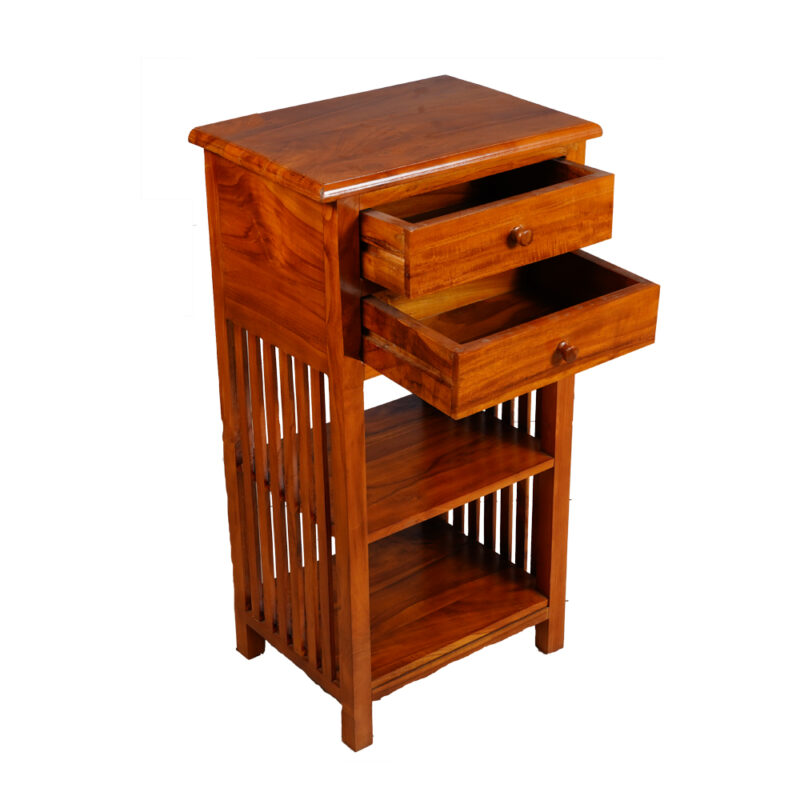 Telephone Stand with 2 Drawers Reaper Work in Imported Teak