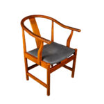 Tub Chair with Leather in Teak Wood