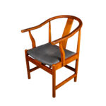 Tub Chair with Leather in Teak Wood