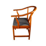 Tub Chair with Leather in Teak Wood