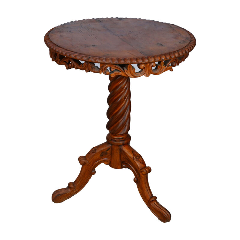 Jacobian Carved Round Stand in Teak Wood