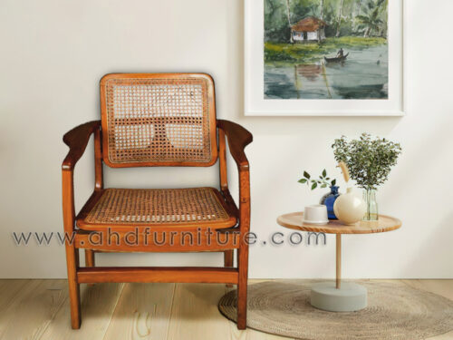 Arm Chair with Cane in Teak Wood