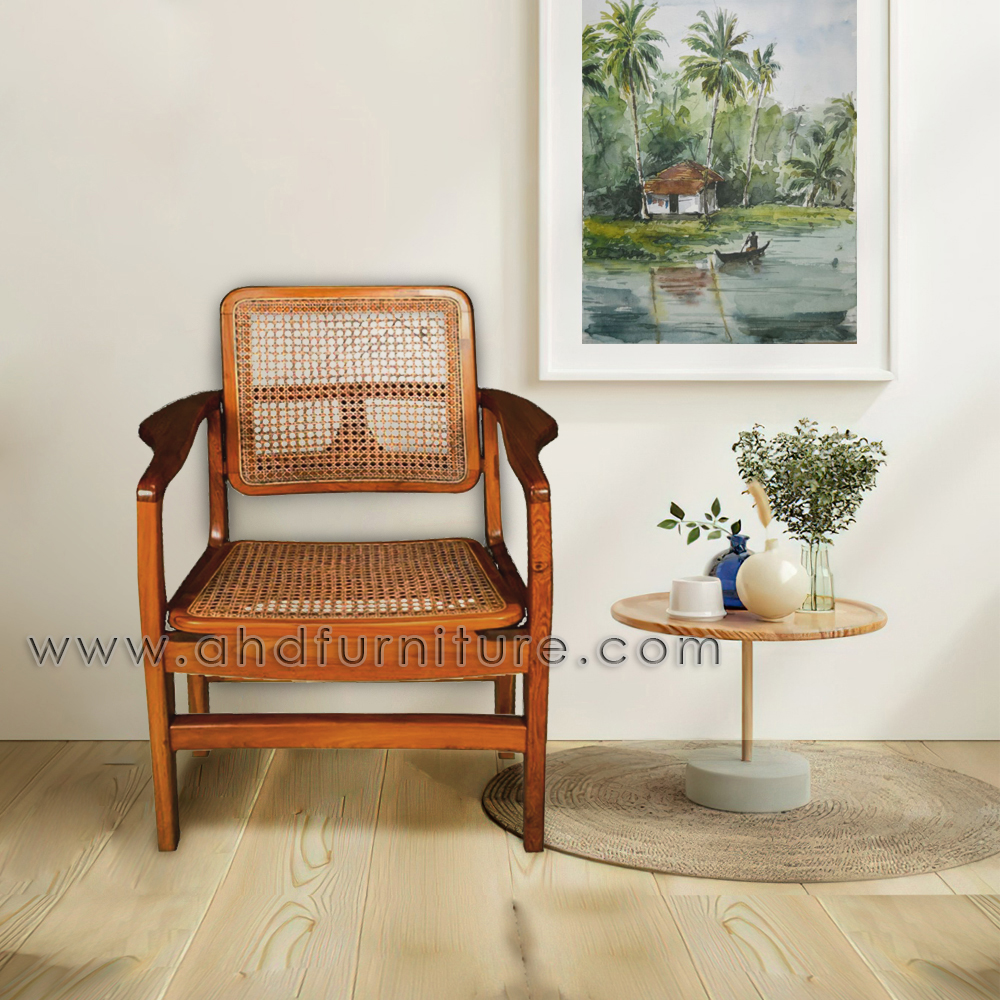 Arm Chair with Cane in Teak Wood