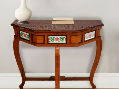 Console Table Octo with Tile in Teak Wood