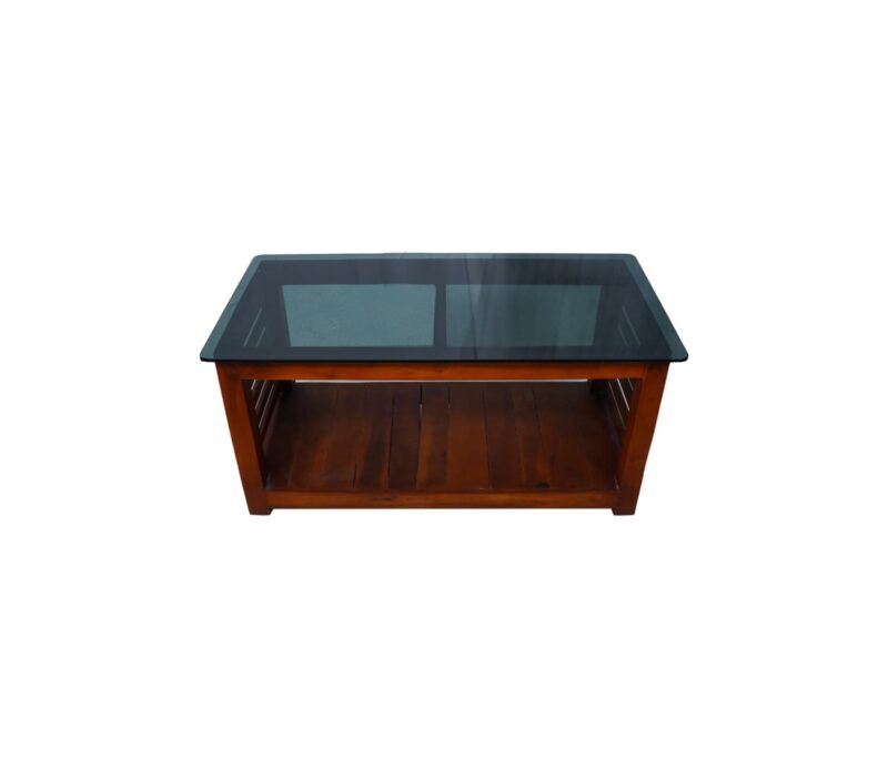 Teapoy Plain with Glass Top in Teak Wood