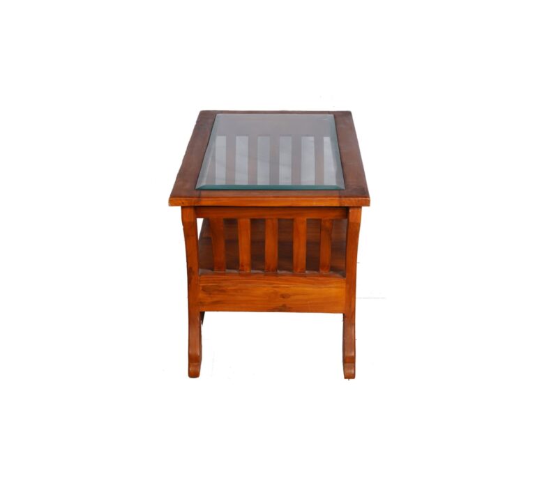 Wooden Teapoy Amaze with Glass Top In Teak Wood