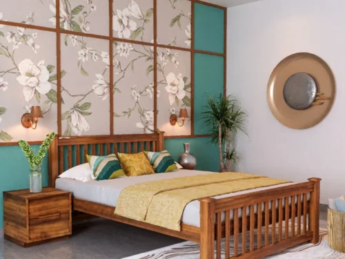 Cot Reaper Double Size Bed in Teak Wood