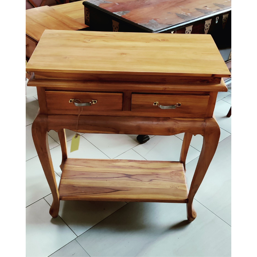Console Table with 2 Drawers in Teak Wood