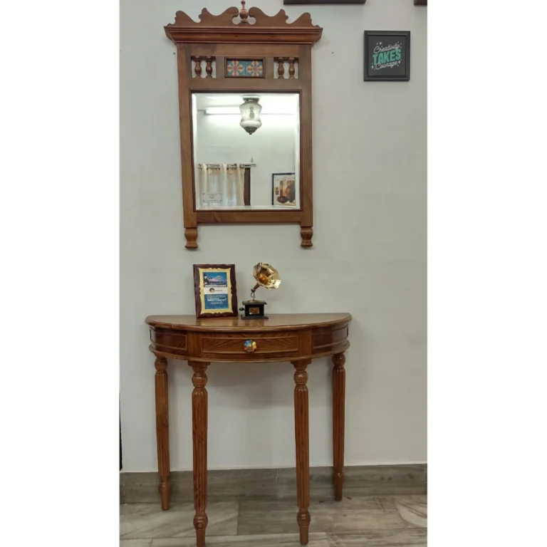 Half Round Console Table in Teak Wood