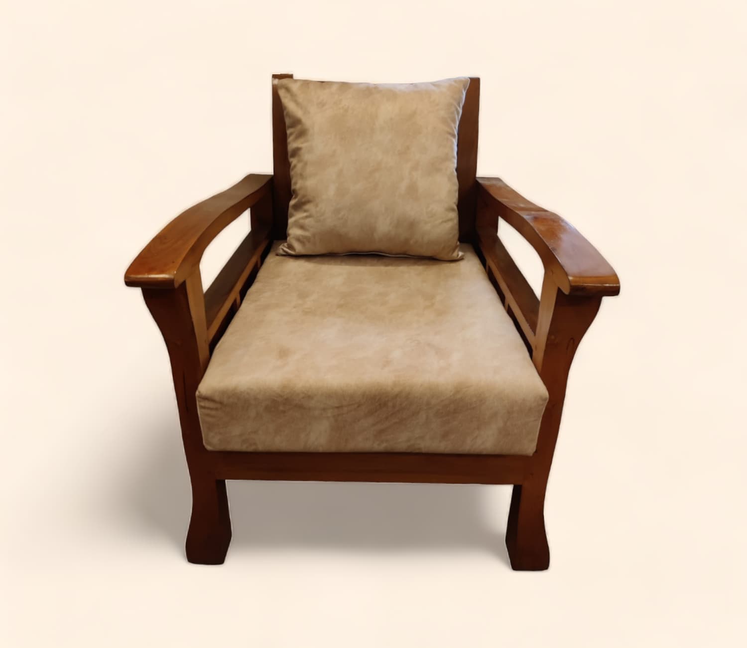 teak wood single seater sofa