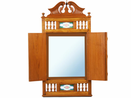Mirror with Door in Teak Wood