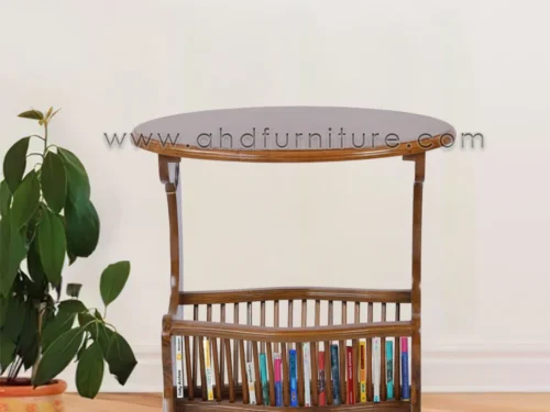 Oval Magazine Stand in Teak Wood