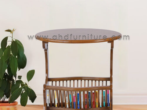 Oval Magazine Stand in Teak Wood