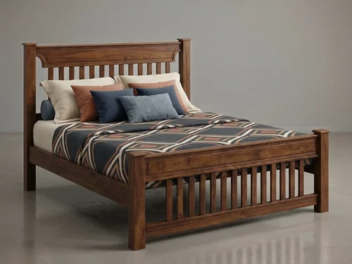 N3 Wooden Queen Size Bed In Teak Wood Without Storage 4