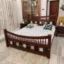 Simple Kadachil work with Tile Queen Size Bed in Teak Wood