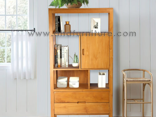 Wooden Book Shelf Display Unit In Imported Teak Wood