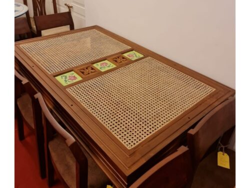 Panel Dining Table with Tile in Teak Wood