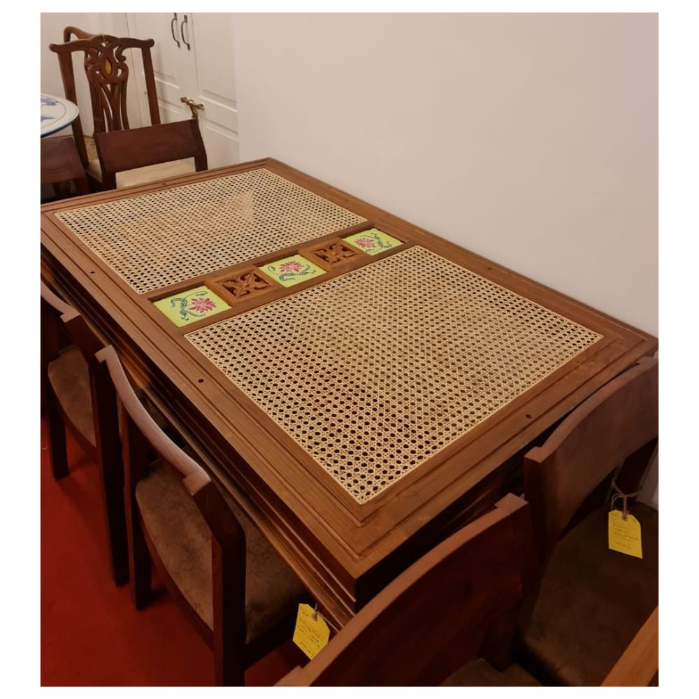 Panel Dining Table with Tile in Teak Wood