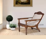 Wooden Easy Chair with Diamond Cane Work - Teak Wood