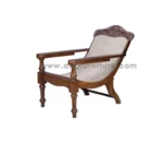 Wooden Easy Chair with Diamond Cane Work - Teak Wood - Image 5