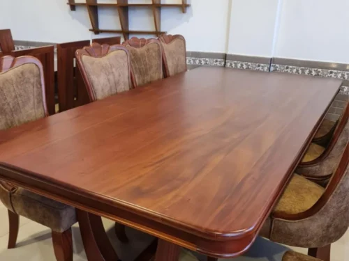 Italian Dining Table Set in Mahogany Wood