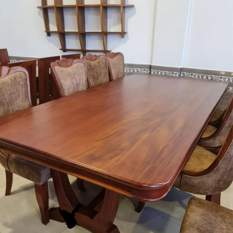 Italian Dining Table Set in Mahogany Wood