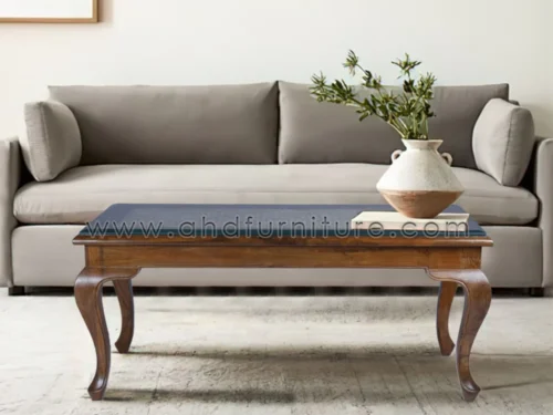 Ean Coffee table with Cane and Glasstop in Teakwood