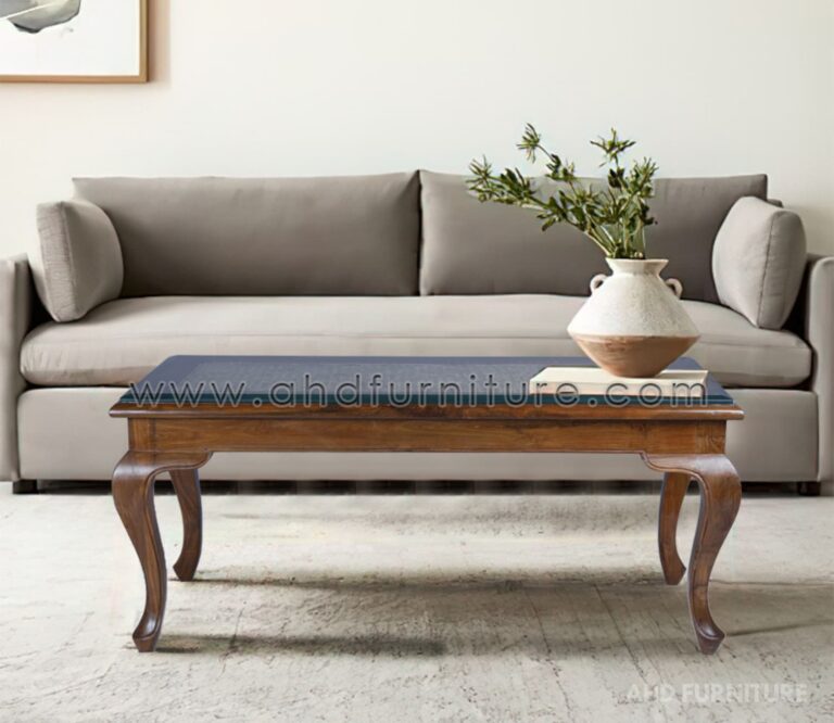 Ean Coffee table with Cane and Glasstop in Teakwood