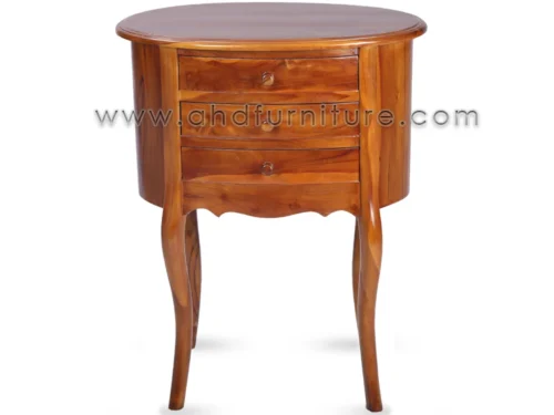 Oval 3 Drawers Console Table in Imported Teak