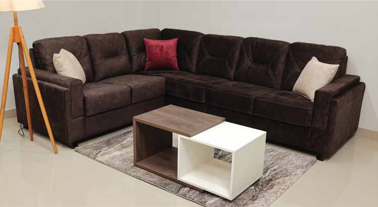 Lazyo Dark Brown Corner Fabric Sofa Set