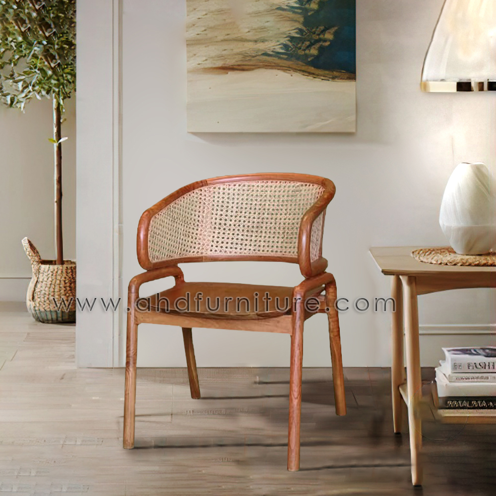 Cleopatra Arm Chair With Cane In Teak Wood
