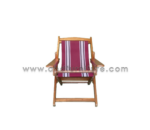 Wooden Easy Chair With Leg Rest and Cloth - Teak Wood - Image 4