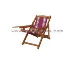 Wooden Easy Chair With Leg Rest and Cloth - Teak Wood - Image 7
