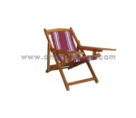 Wooden Easy Chair With Leg Rest and Cloth - Teak Wood - Image 8