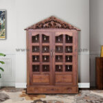 Pooja Stand 2 Door Big And Side Roof In Teak Wood