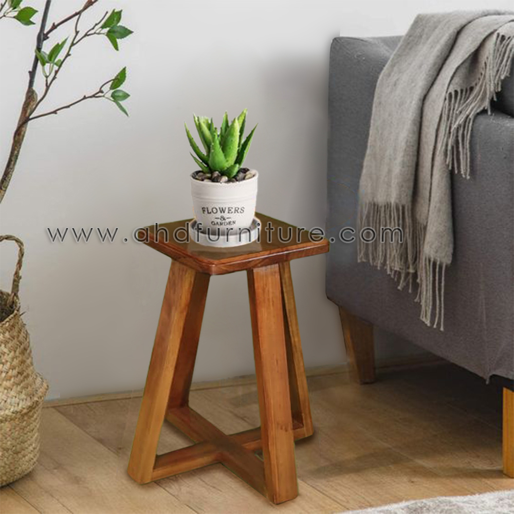 Traditional Wooden Stool In Teak Wood