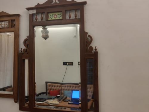 Wall Mirror DE 3 Tile 1 Part Rack In Teak Wood