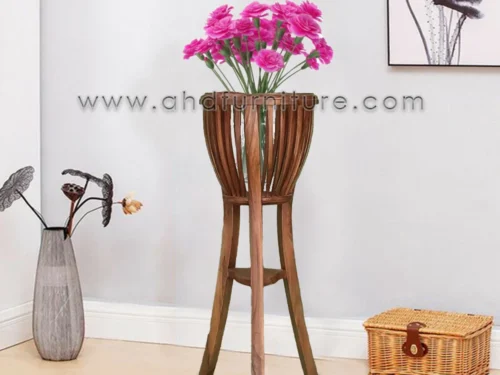 Flower Stand With Side Reaper In Imported Teakwood