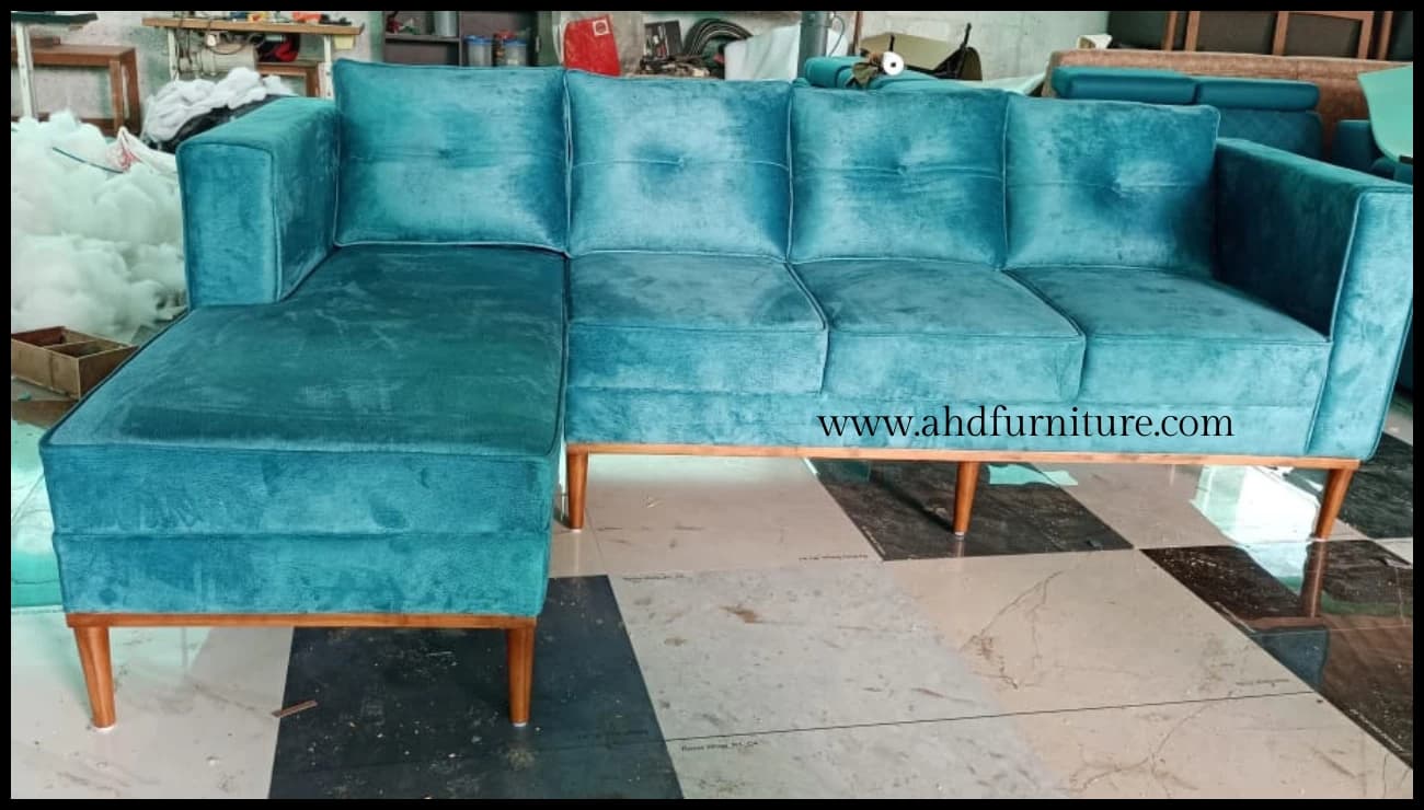 Contemporary L Shape Fabric Sofa Set