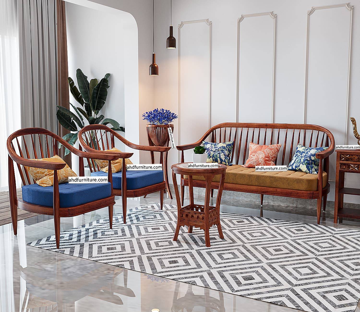 wooden sofa set designs for living room