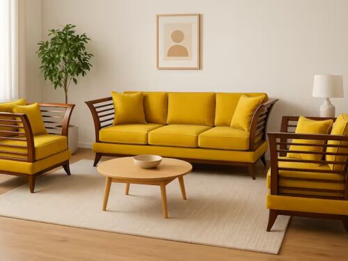 Legend Wings Wooden Sofa Set In Teak Wood