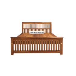 Prada Solid Wood Queen Size Bed Without Storage In Teak Wood