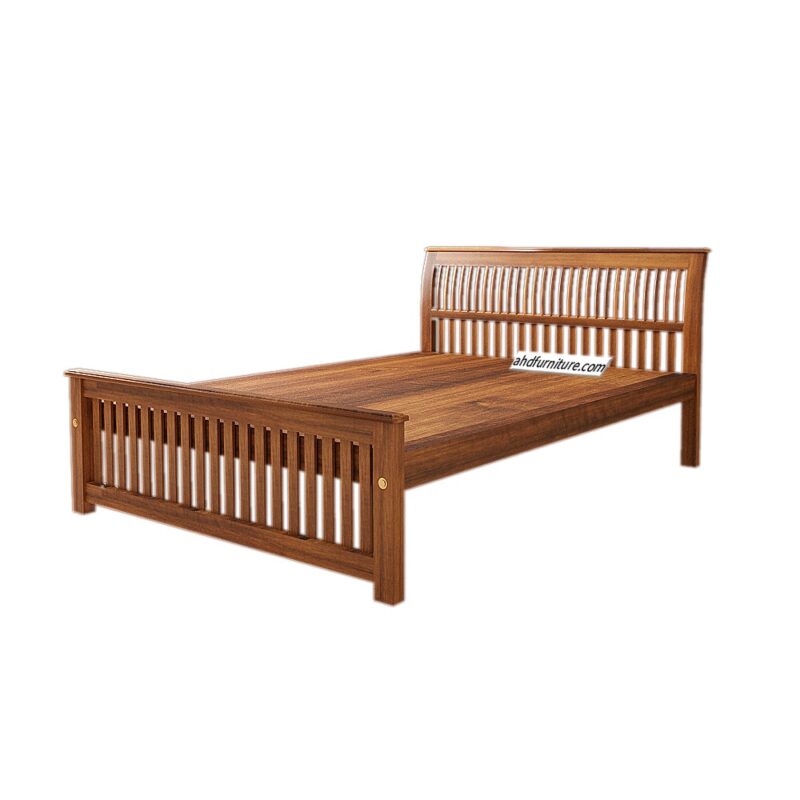 Prada Solid Wood Queen Size Bed Without Storage In Teak Wood